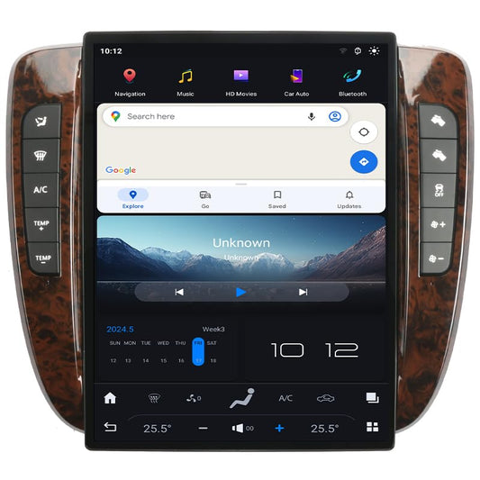 NAKEVICH 13.8 Inch Touch Screen Qualcomm Android Car Radio for GMC Yukon Tahoe Suburban Chevrolet Silverado 2007-2013 Trucks Stereo Upgrade Tesla Style Head Unit Multimedia Player GPS Navi (Auto AC)