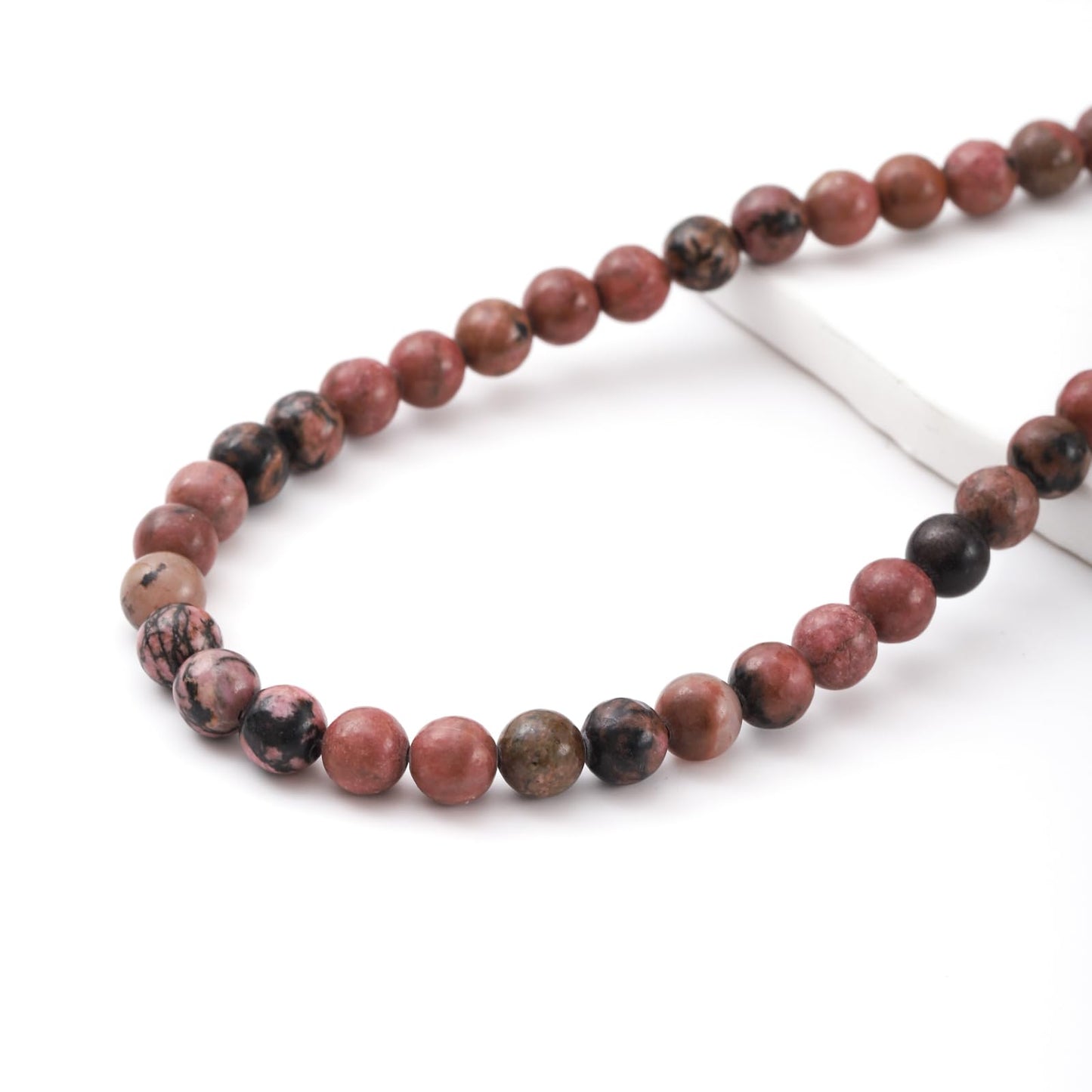 6mm 60pcs DIY Natural Black Line Rhodonite Stone Beads Round Healing Crystal Gemstone Loose Beads for Jewelry Making Handmade Bracelet Necklace