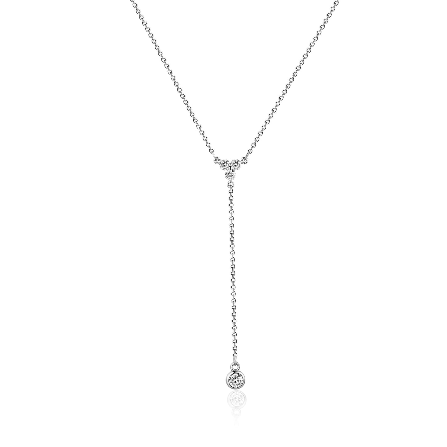 Sewyer Silver Y Necklace for Women 14K Gold Plated Y-Shaped Drop Necklaces CZ Long Necklace Cubic Zirconia Pendant Layered Long Lariat Necklace Women Jewelry