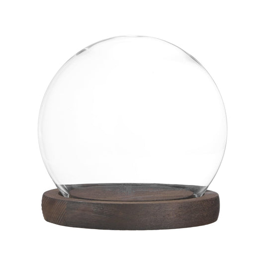 M METERXITY Cloche Glass Dome, D4.7In Ball Jar with Wooden Base for DIY Snow Globes/Small Plants/Flowers/Candles/Models/Souvenirs, Glass Display Case [White]