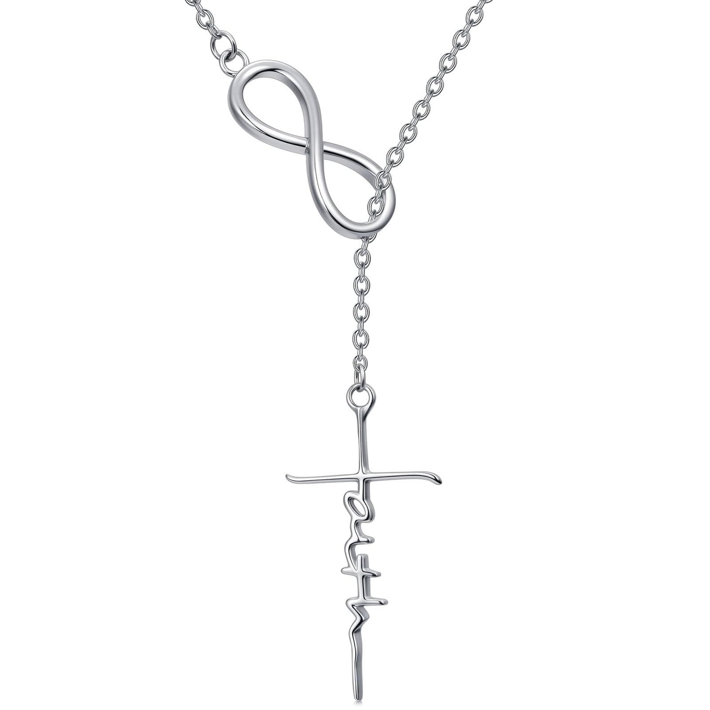YYB Y Necklace Faith Pendant Lariat Necklace for Women Drop Necklaces Christian Jewelry Birthday Anniversary Mothers Day Gifts for Mom Sister Girlfriend