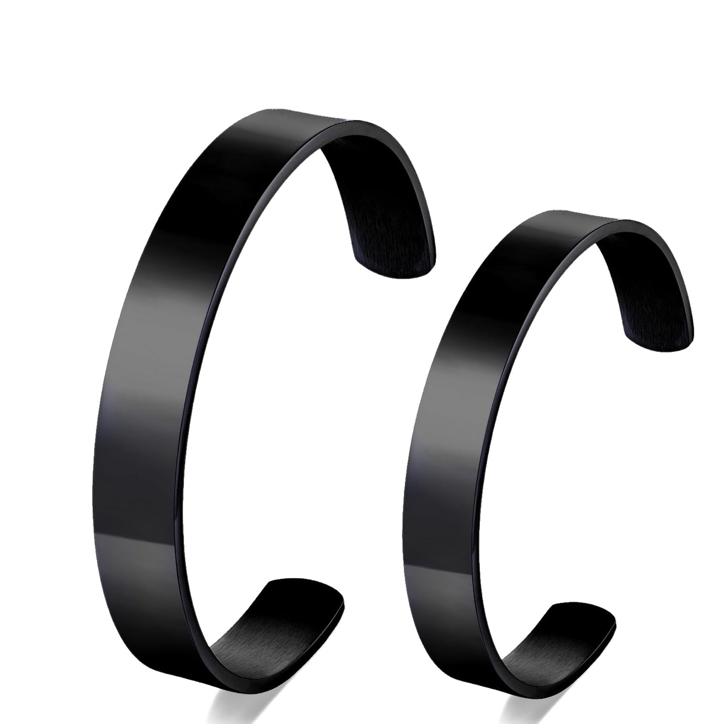 BIYONGDE 2 PCS Couples Black cuff bracelet Solid Minimalist Bangle Bracelet designed for men women couples lovers