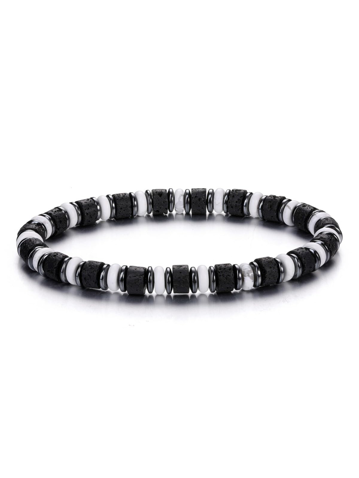 Top Plaza Triple Protection Bracelet for Men Lava Rock Stone Hematite Bracelet Natural Handmade Gemstone Beaded Bracelets Balance Meditation Jewelry Christmas Gifts