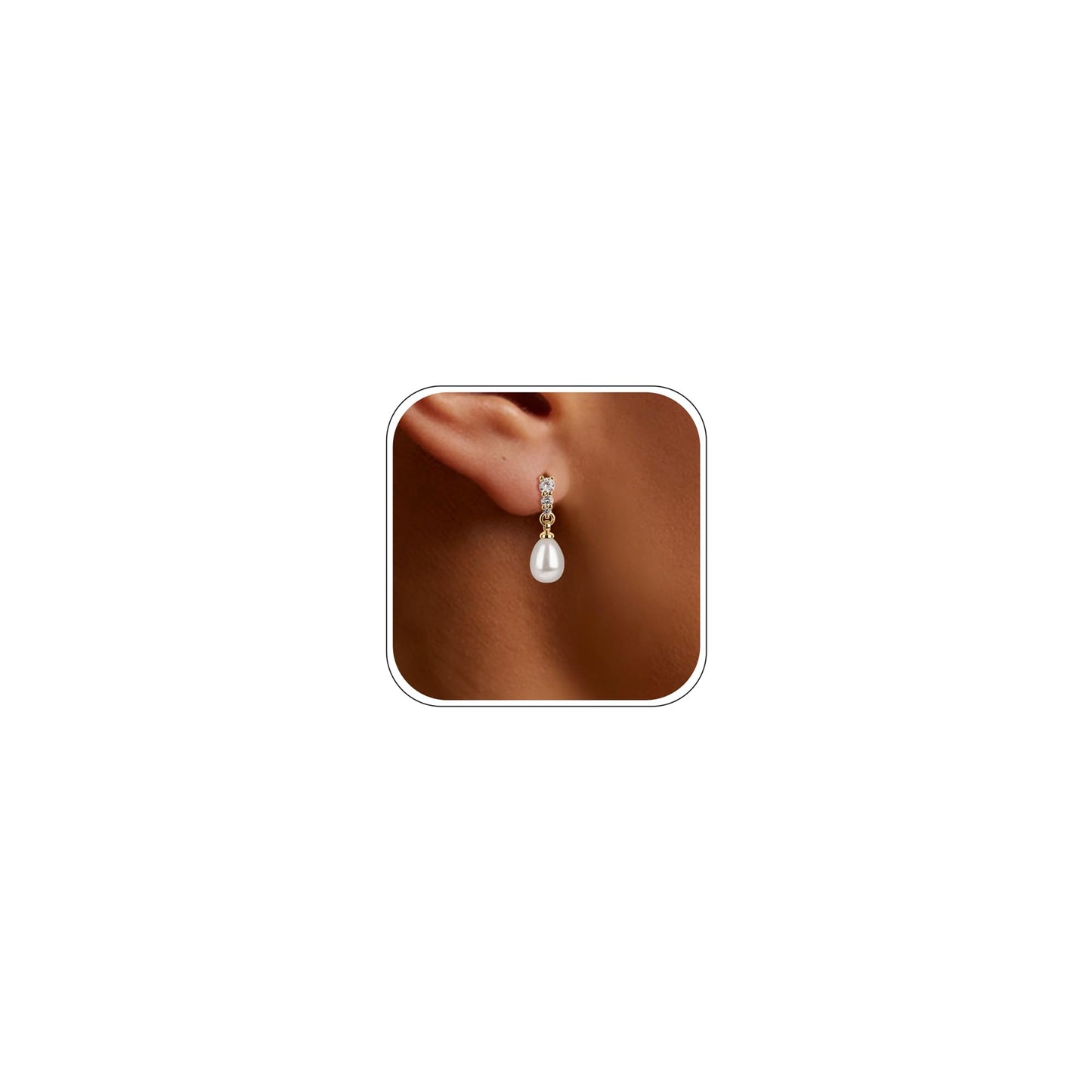 Pearl Earrings for Women, 14k Gold Plated Trendy Diamond Pearl Drop Earrings Hypoallergenic Dainty Bridal Gifts Wedding jewelry for Women
