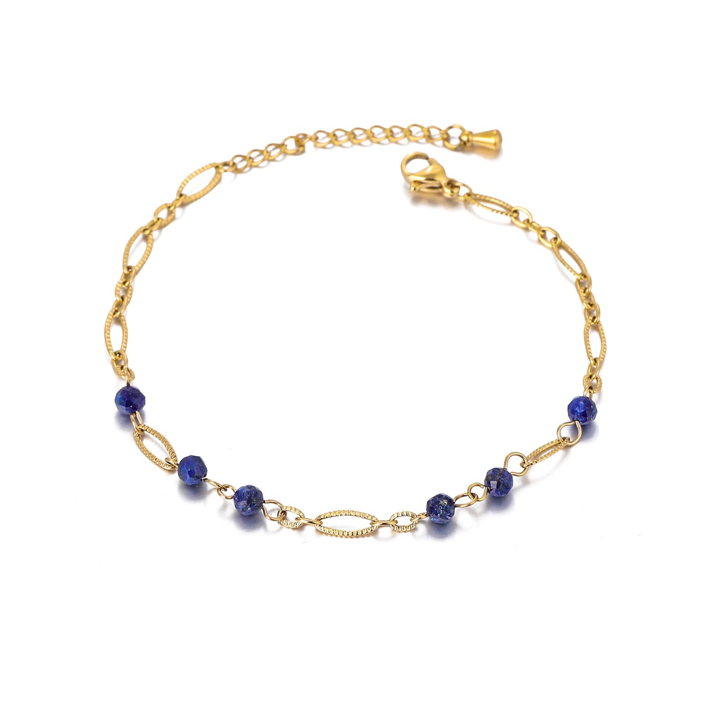 TaYolnFaSo Lapis Lazuli Beads Bracelet for Women Stainless Steel Dainty Stackable Blue Lapis Bracelet Gold Lapis Lazuli Jewelry Gift for Mother