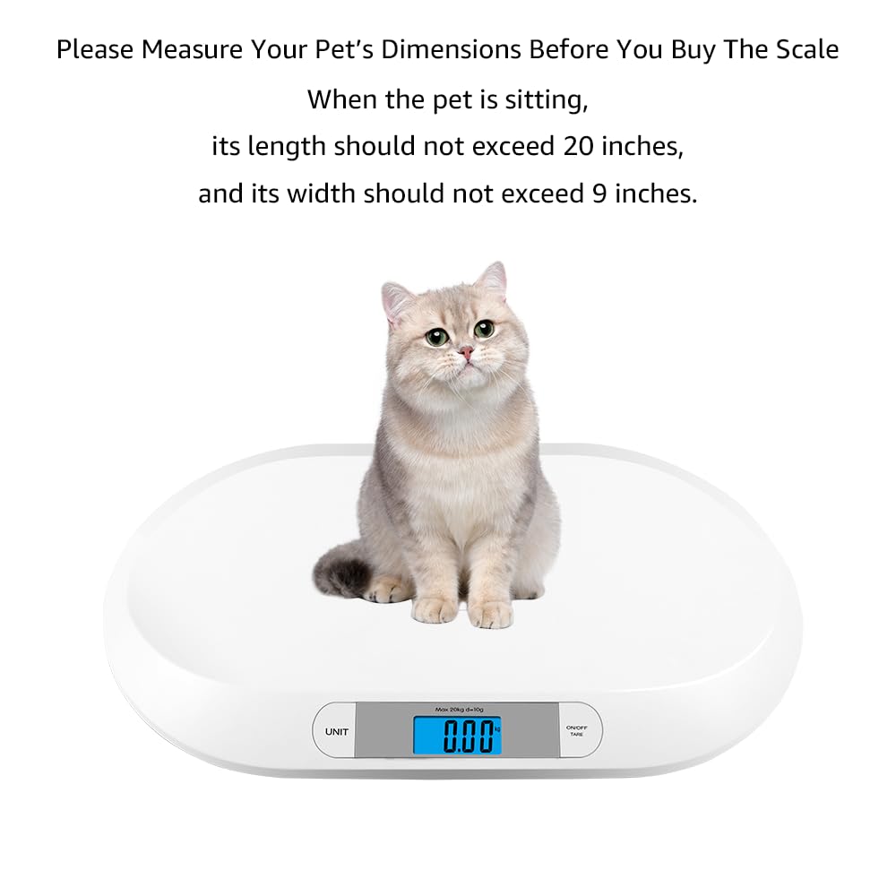 unipaws Digital pet Scale for Dogs Cats Babies. 44 Pound Capacity pounds Grams kilograms and ST:LB Weighing Units. 0.08 lbs Accuracy