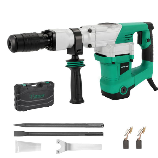 Hoteche Electric Demolition Jack Hammer 1500W Heavy-Duty SDS-MAX Concrete Breaker with Flat & Point Chisel