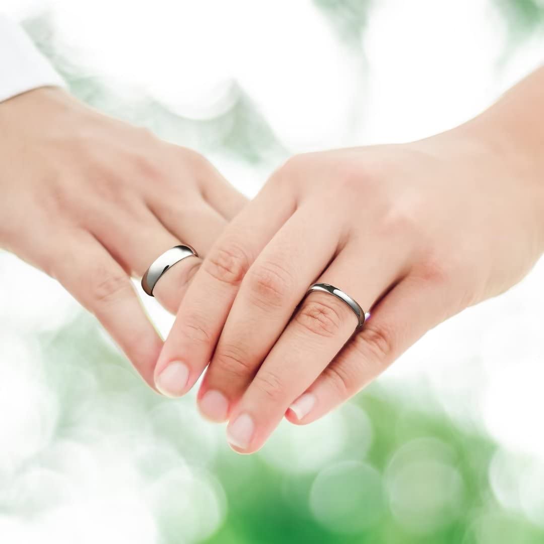 King Will 316L Stainless Steel Wedding Band for Men Women-3mm Width Sliver Plated Wedding Ring Domed Style High Polished with Laser I Love You Comfort Fit Size 11