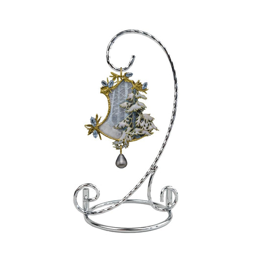 YY YEARCHY Ornament Display Stand for Mini Hanging Glass Globe Ball, Air Plant Flower Holder (Silver, 7.7" x 4.3")