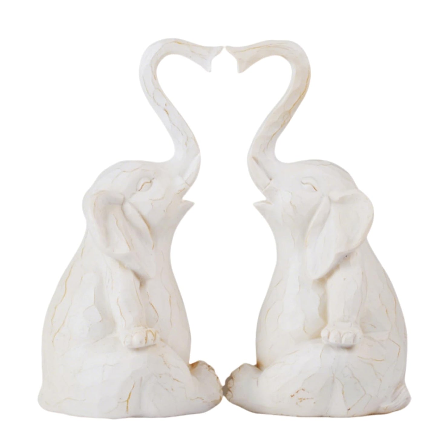 VOFSTAND Loving Pair of Elephants - Handmade Elephant Statues - Symbolic Home Decor Figurines for Love, Luck, and Harmony - Ideal Gift for Wedding, Anniversary, Mother's Day