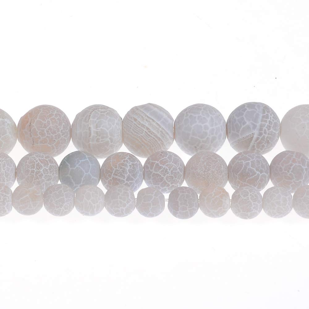 10mm Natural Grey Frosted Agate Gemstone Round Loose Beads Crystal Stone Bracelet Necklace Accessories Crafts for Jewelry Making DIY,1 Strand 15"