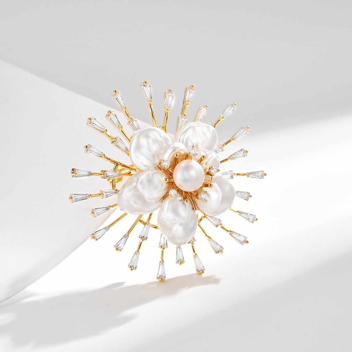 AILONMEI Brooches and Pins for Women Elegant Flower Pearl Brooches Costume Broches Jewelry Lady Christmas Pin for Women (GD-0116)
