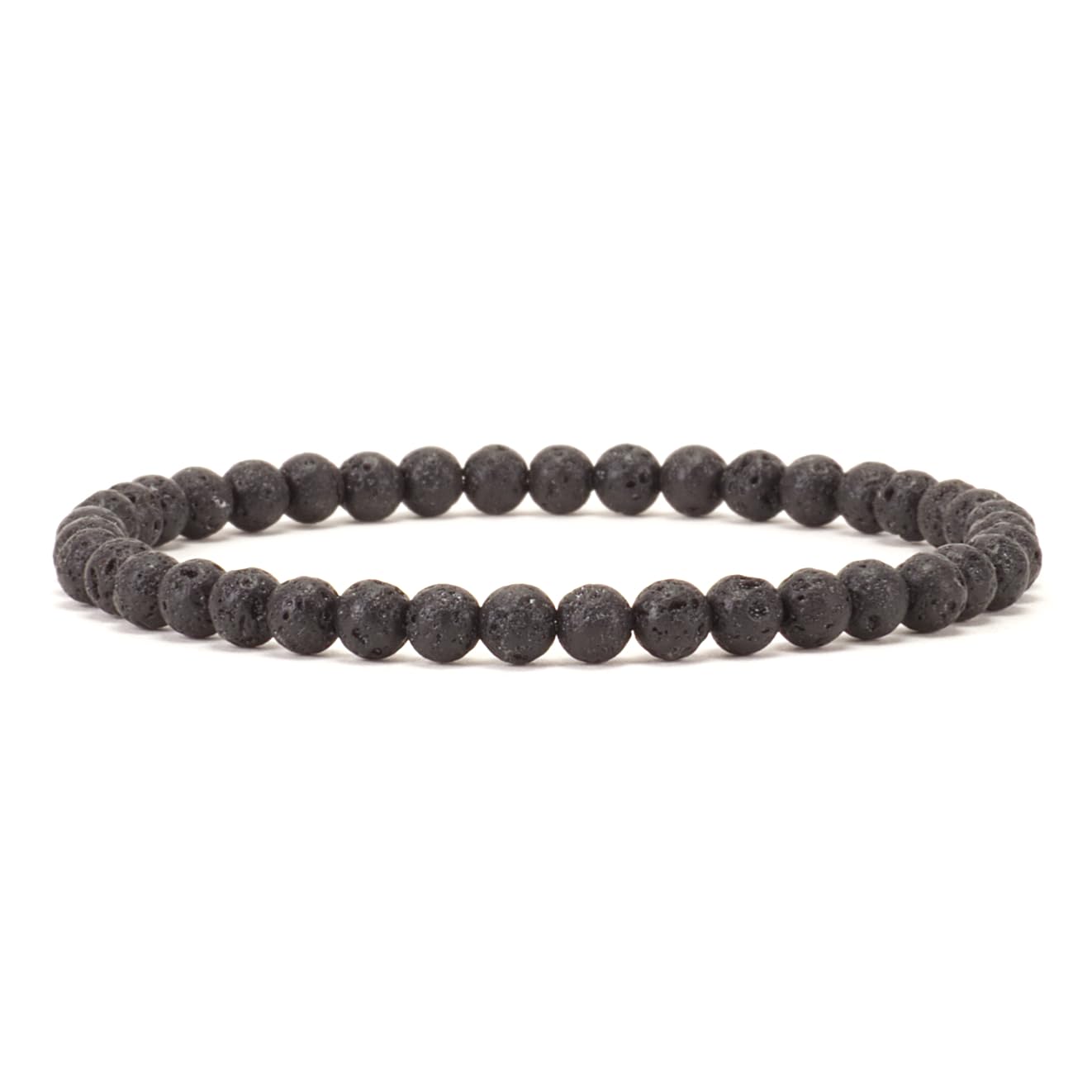 Cherry Tree Collection - Small, Medium, Large Sizes - Gemstone Beaded Bracelets For Women and Men - 4mm Round Beads (Lava, Medium)