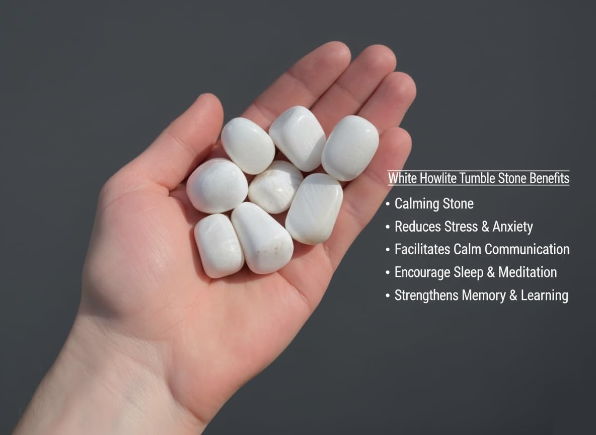 Healing Crystal Stones Scolecite Tumbled Stone – Natural Crystal for Meditation, Calmness & Positive Energy – Pocket Stone for Reiki, Yoga & Home Décor