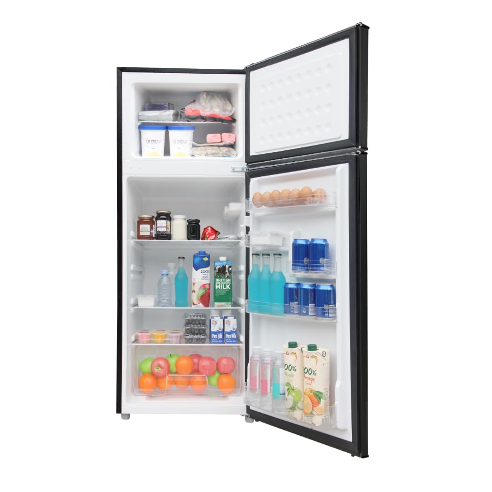 HAMILTON BEACH 2 Door Apartment Size Refrigerator with Freezer, 7.5 cu. ft, Retro Black