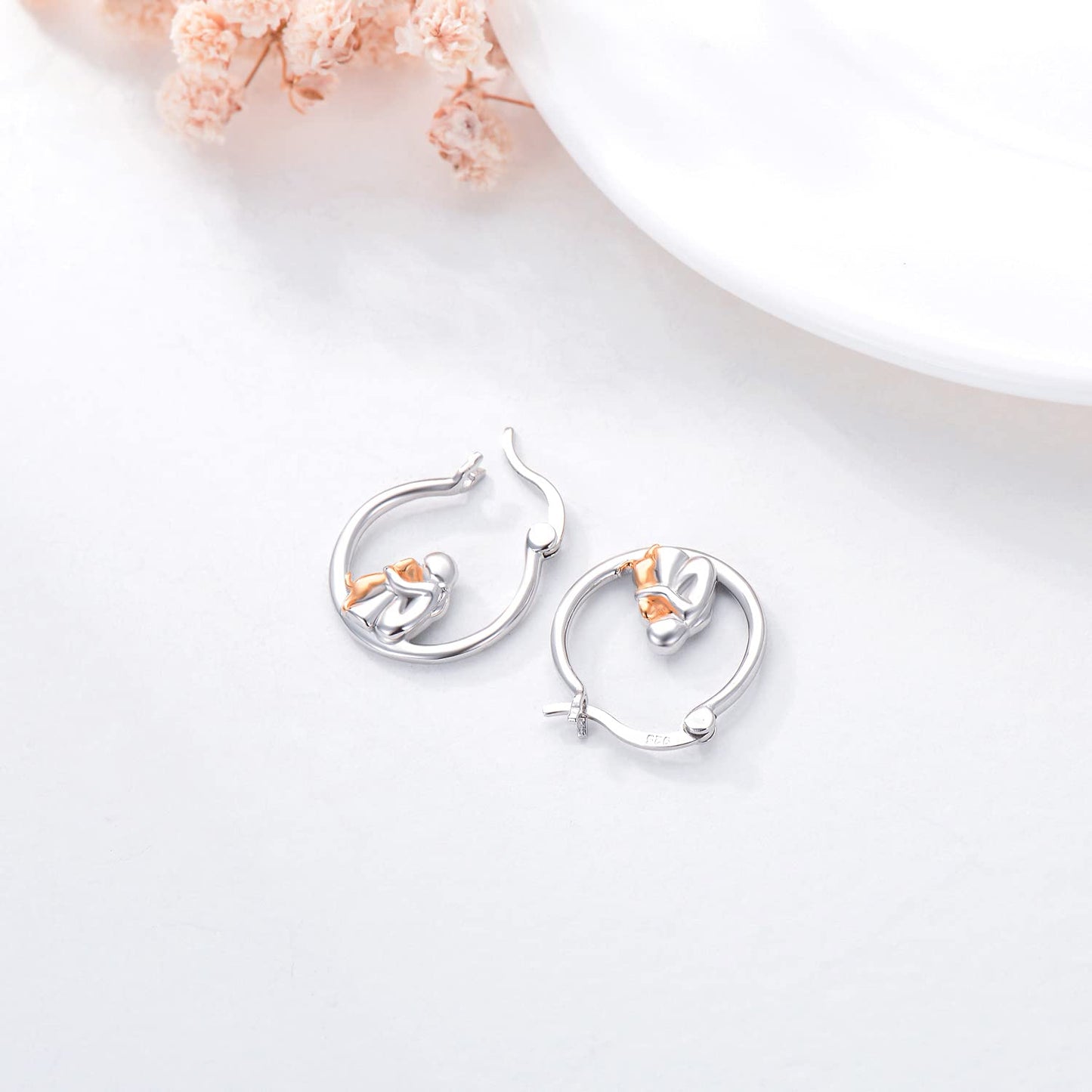 Dog Earrings for Women 925 Sterling Silver Cute Pet Hoop Earrings Hypoallergenic Puppy Jewelry Graduation Gifts for Daughter Her Dog Lovers