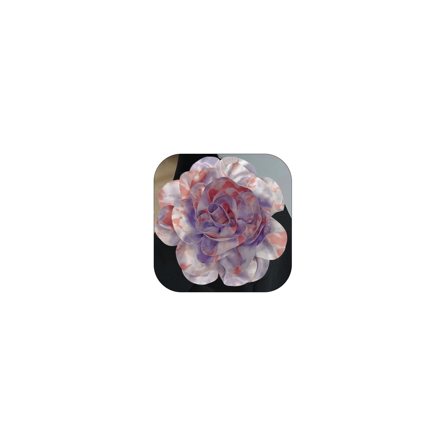 ZZ ZINFANDEL 19mm Extra Large Rose Flower Brooches Lapel Pins Dainty Satin Fabric Brooches Big Camellia Flower Brooch Pin for Women Wedding Part Dance Clothes Accessories Jewelry Gifts (Purple+Red)