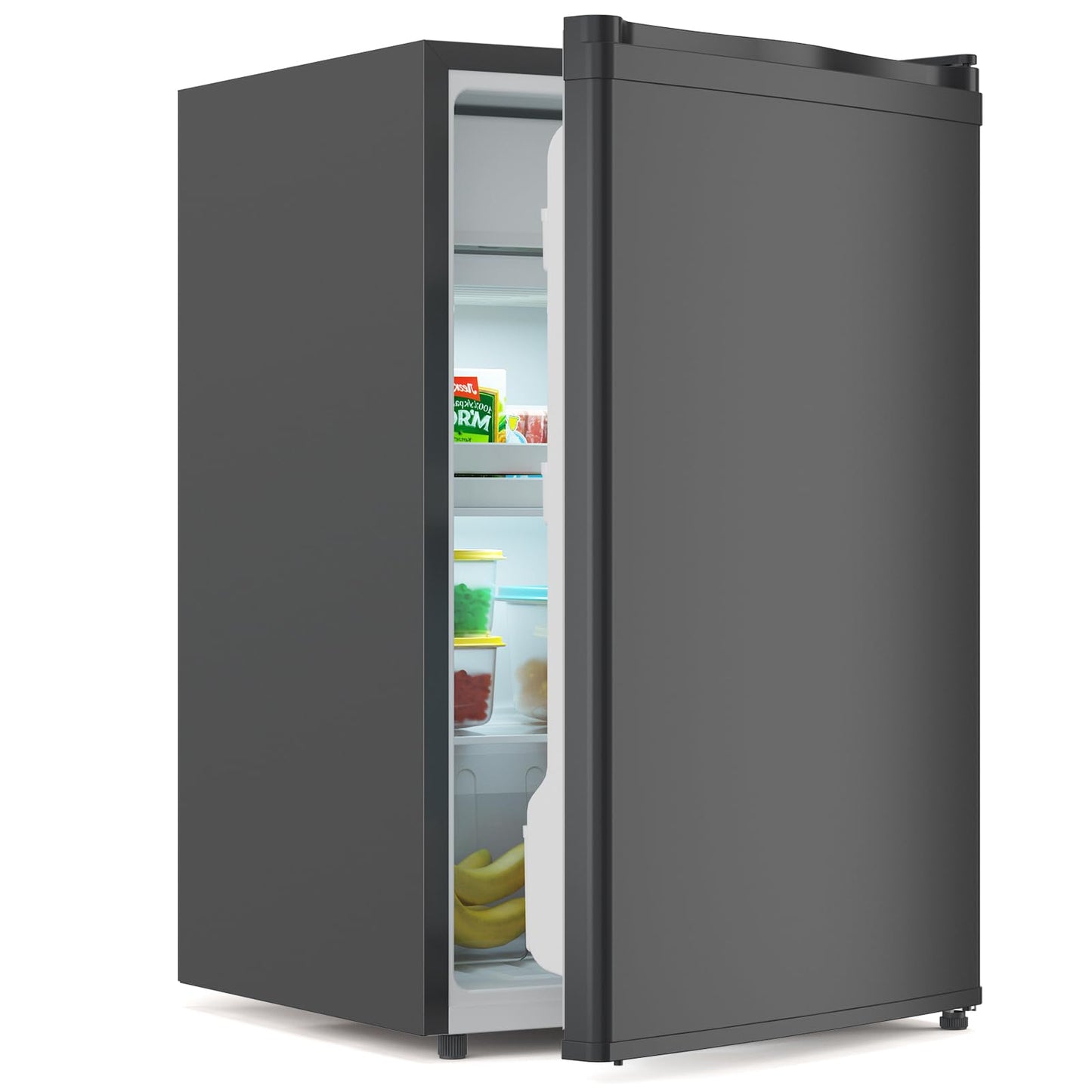 GAOMON 4.3 Cu.Ft Mini Fridge with Freezer, Single Door Mini Fridge, 7 Settings Temperature Adjustable, Mini Refrigerator for Apartment Bedroom, Office, Dorm, Black