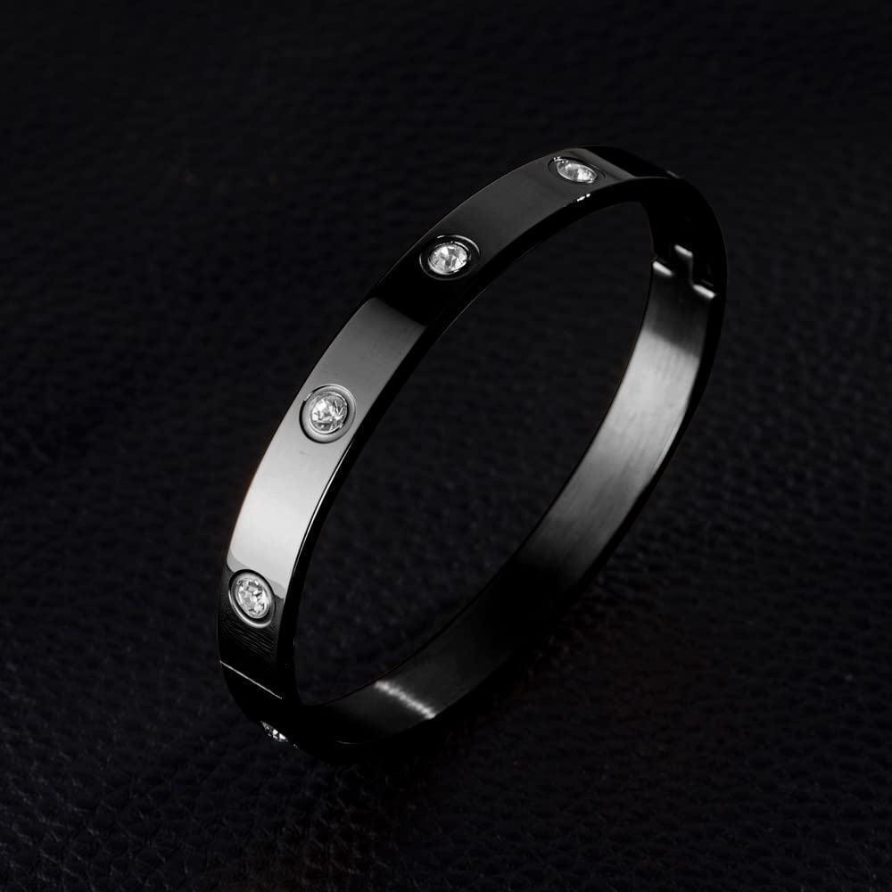 WFYOU 3PCS Stainless Steel Bracelets for Men Gold Roman Numeral Bangle Bracelet Twisted Cable Bracelet Adjustable Cuff Bracelet Mens Luxury Jewelry Bracelets Gifts(CZ Crown Black)