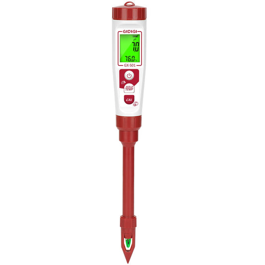 GIDIGI High Accuracy Digital pH Meter for Soil, Garden, Water, Plants, Solution and Food, Soil pH Test Kit with Thermometer LCD Display, Calibration Powder and Plastic Protective Cap