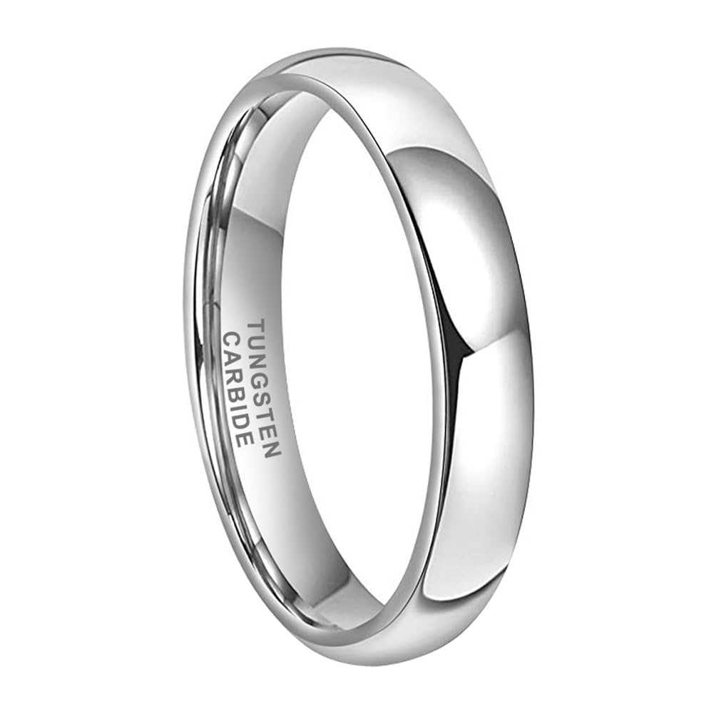 TUTISS 4mm Tungsten Rings for Women Men Engagement Wedding Bands Domed Polished Comfort Fit Size 9