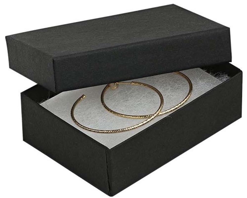 RJ Displays-25 Pack Cotton Filled Black Matte Paper Color Jewelry Gift Boxes for Earrings, Pendant, Rings, Necklace, Bracelets and Collectibles, Size 2.5 x 1.5 x 1" Inches