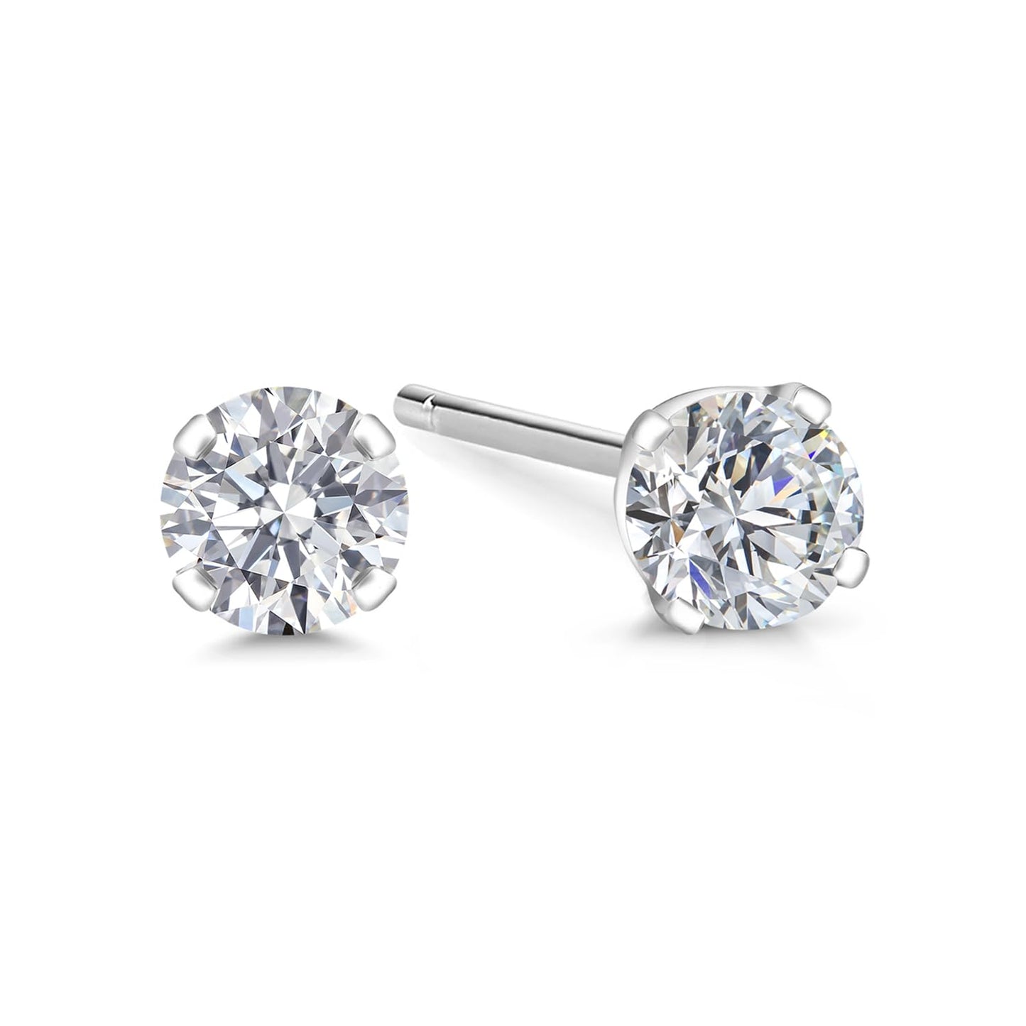Gem Stone King 0.20 to 6 Cttw 14K Gold Lab Grown Diamond Stud Earrings | Gold Earrings For Women Men | E-F Color | VS1-VS2 Clarity | White Gold | 0.20 Carats - Not IGI Certified
