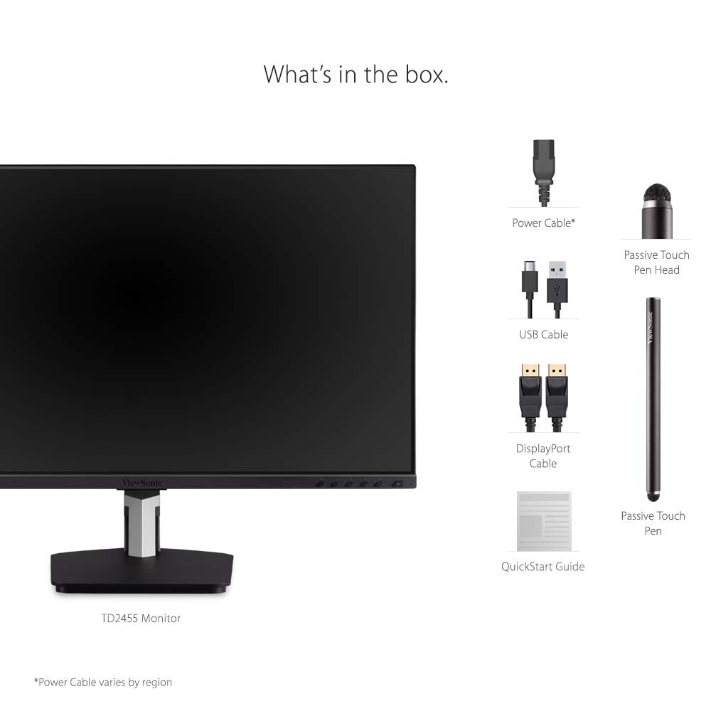 ViewSonic TD2455 24 Inch 1080p IPS 10-Point Multi Touch Screen Monitor with Advanced Dual-Hinge Ergonomics USB C HDMI and DisplayPort Out