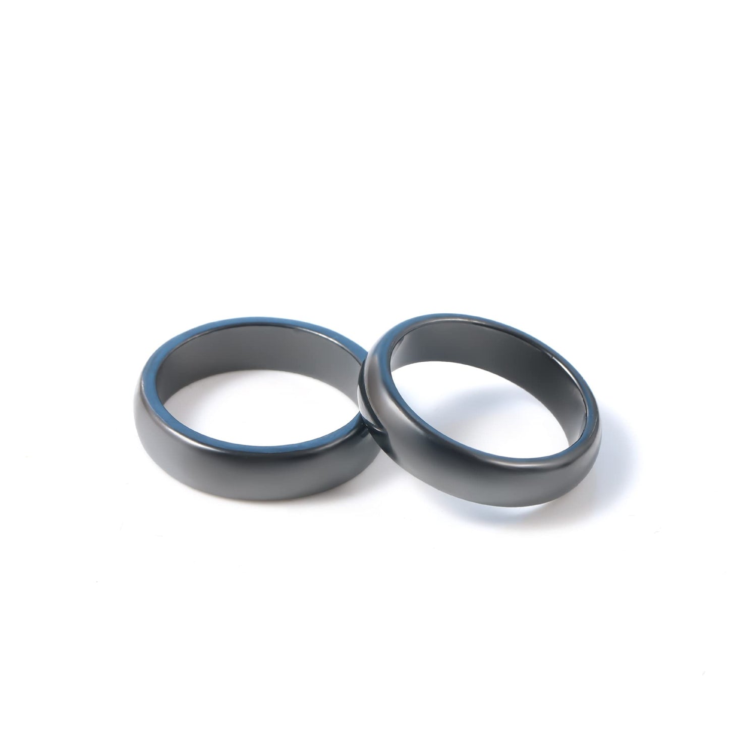 COLORFUL BLING 2Pcs Black Hematite Stone Rings Necklace Set Anxiety Absorb Negative Energy Balance Chakra Healing Jewelry for Women Men(6MM)-11