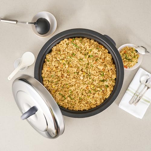 Restaurantware Commercial Rice Cooker 60 Cup Heavy-Duty Steel Industrial Rice Warmer With Nonstick Interior Black Ideal For Catering And Buffet Use