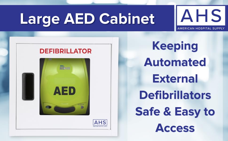 American Hospital AED Cabinet | AED Defibrillator Wall Mounted Storage Cabinet Non Alarmed White | Large Fits Zoll/Cardiac Science/All Brands