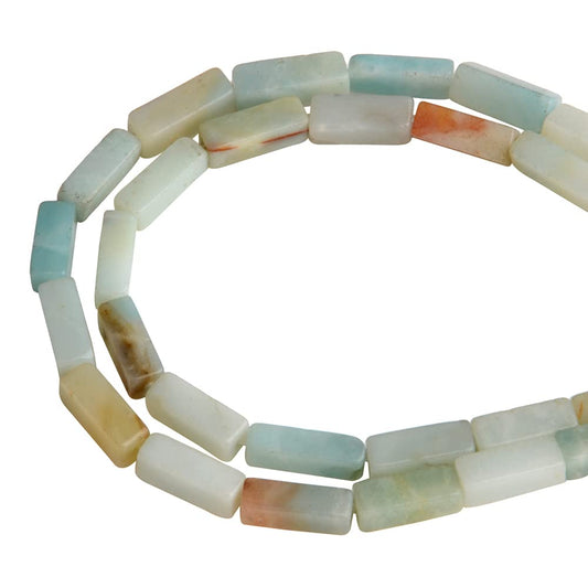 4x13mm Natural Stone Amazonite Rectangular Column Tube Cylinder Spacer Loose Beads Gemstone for DIY Bracelets Necklace Jewelry Making Strand 15 Inch (28-30pcs)