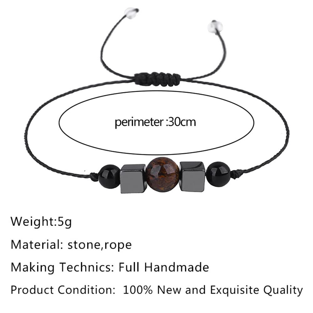 tenghong2021 Chakra Crystal Beaded Bracelet with Wish Card Adjustable Spiritual Anxiety Stone Beads Braide String Bracelet Yoga Meditation for Women Men Jewelry Birthday Gifts-Protection
