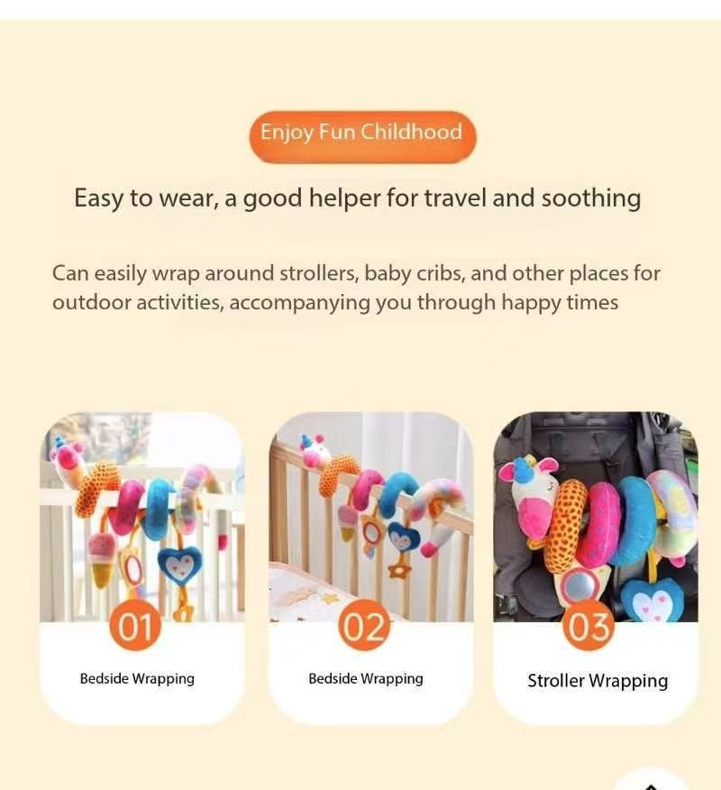 GZYFUVALW Spiral Car Seat & Stroller Activity Toys-Baby Sensory Toys for Babies 0-12 Months Boys Girls - Hanging Toys Carseat Crib Stroller, withbRattle, Mirror, Crinkle, Squeaky Baby Gifts 02