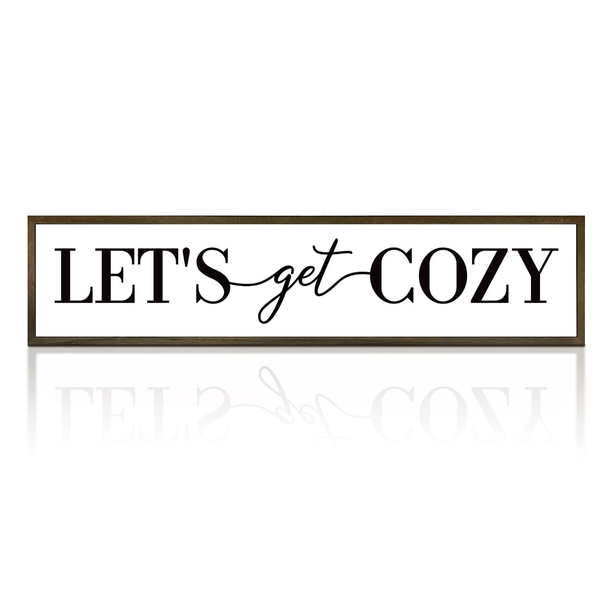 Let's Get Cozy Sign, Framed Wood Sign for Housewarming Gift, Farmhouse Country Wall Signs, Home Wall Decor Wood Framed, Wooden Box Sign Desk Décor, Tiered Tray Decor, Cozy Wall Art