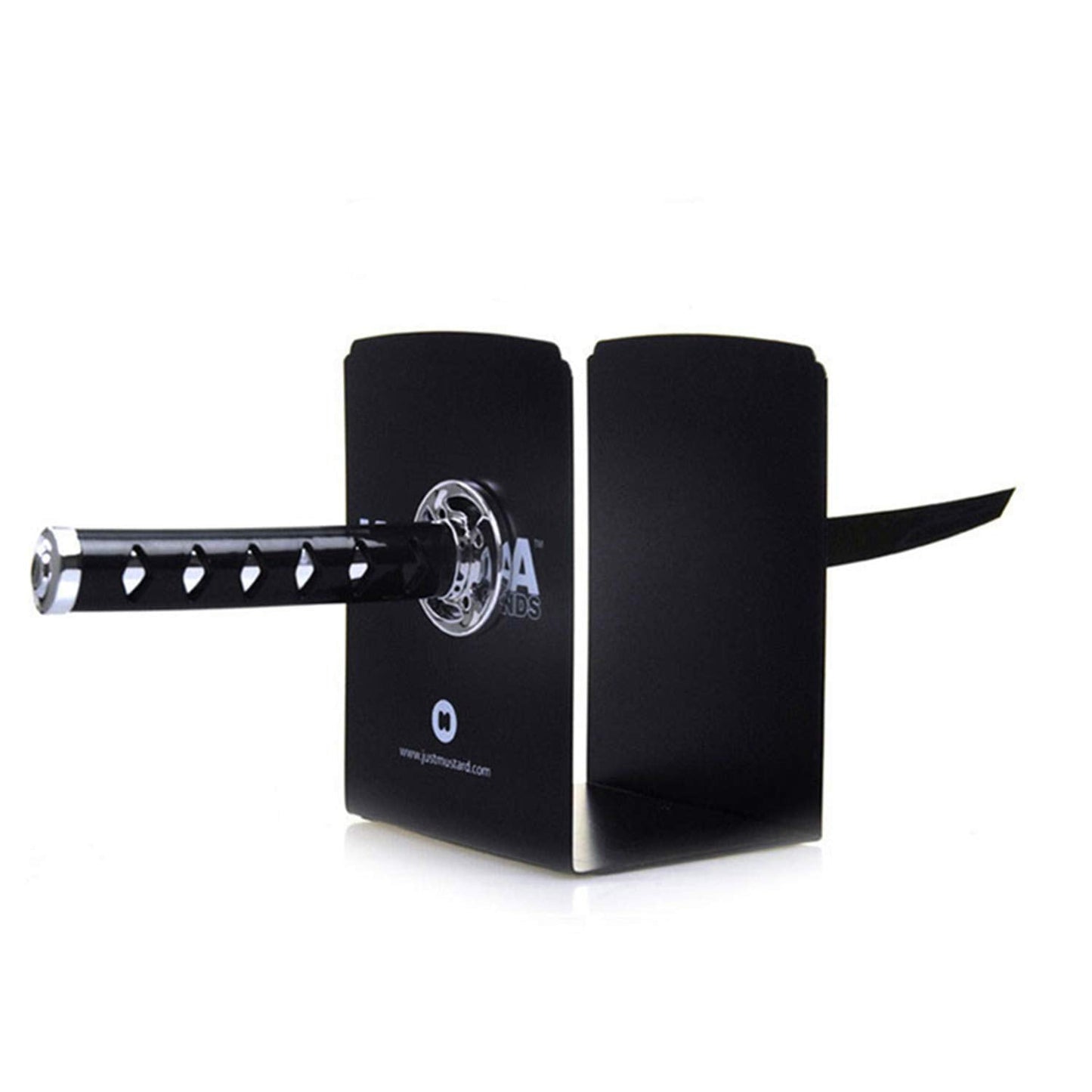 ZWCIBN Book Ends Decorative, Modern Metal Funny Unique Black DVD Bookends for Shelves, Katana Book Stopper Holder for Office Home, Desk Gifts Book Stands for Men and Book Lovers