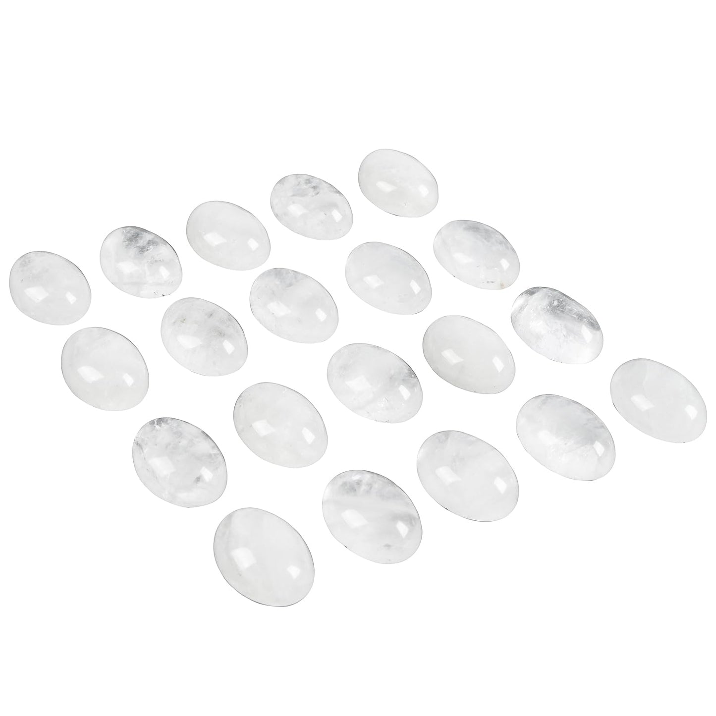 Casaper Natural Rock Quartz Oval Cabochons Cab Flat Back Loose Stone Beads for Jewelry Making, Polished DIY Crystal Crafts 13x18mm, Pack of 10