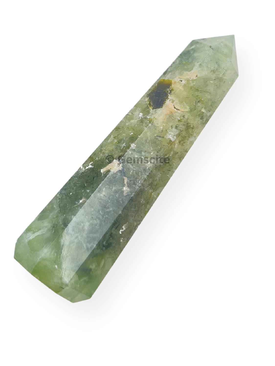WholesaleGemShop 3 Inch Gemstones PREHNITE Obelisk Tower Jumbo Facet Aura Rock Crystal Natural Polished Earth Wand Spirit
