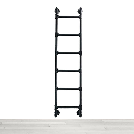 Wall Mounted Ladder 7 ft for Attic Loft Bunk Bed Window Iron Metal Pipe Frame Outdoor Climbing Escape Industrial Heavy-Duty Wrought Wallmounted