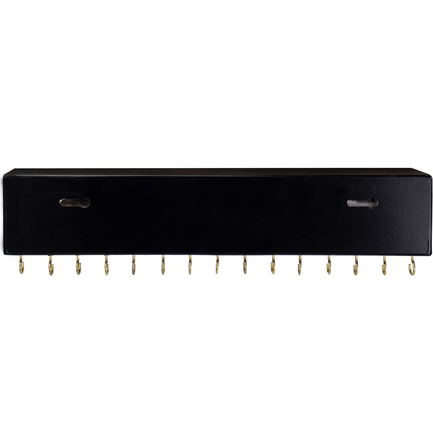 SANY DAYO HOME Black Necklace Holder Jewelry Organizer with 30 Hooks, 15 x 3 x 4 inches Wall Mount Rustic Pine Wood Shelf for Necklace, Hair Bow Storage