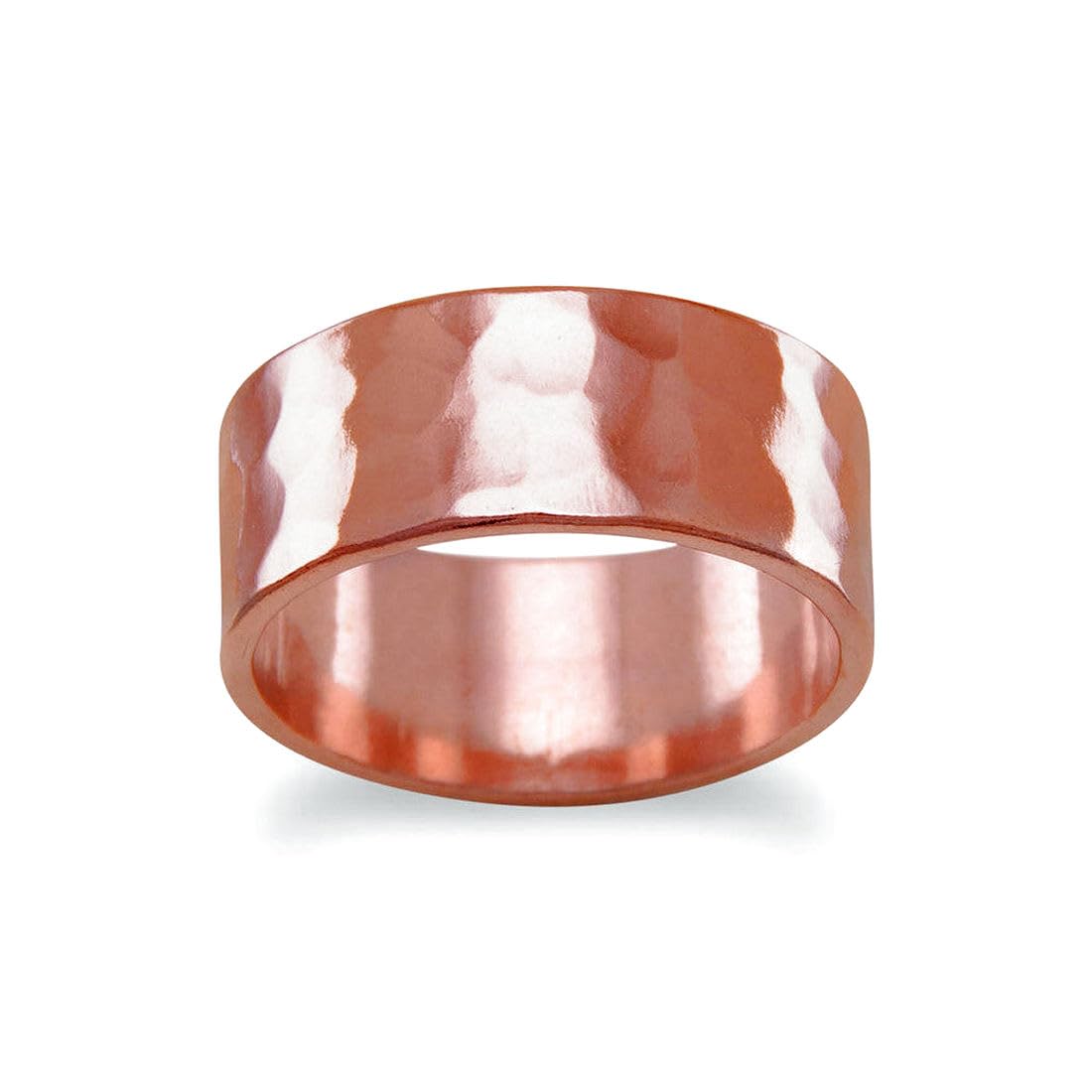JewelryWeb 8mm Solid Copper Hammered Ring Size 8 Band Style-Ring for Women