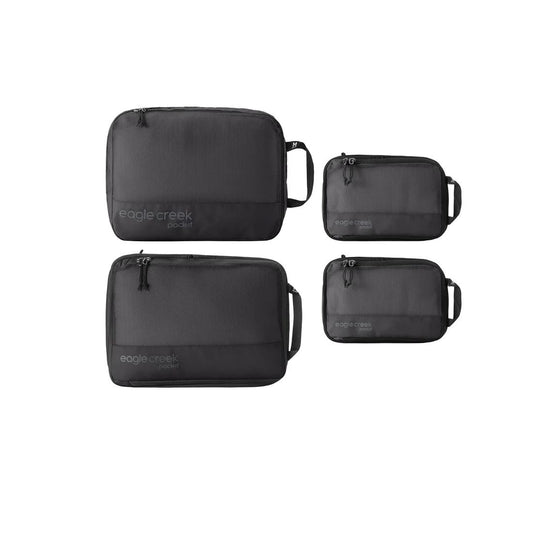 Eagle Creek Pack-It Reveal Carry-On Set - Compression Cube S (2x) & M (1x) & Clean/Dirty Cube M - Angled Zipper Stackable Carry-On Packing Tubes - Travel Essentials - Black