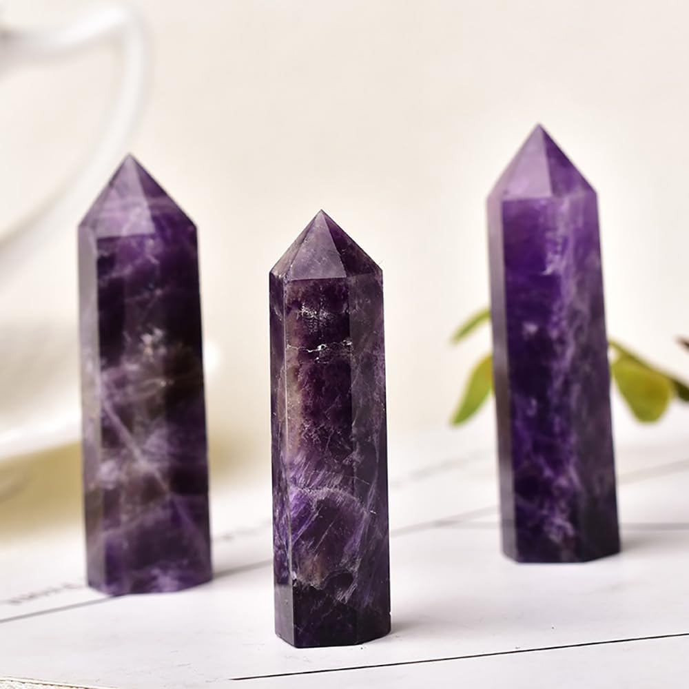 Natural Stone and Crystals Point Wand Reiki Healing Stone Rose Quartz Amethyst Home Decor Mineral Stones Crafts Crystal Amethyst Cornucopia 7-8cm 7pcs Set