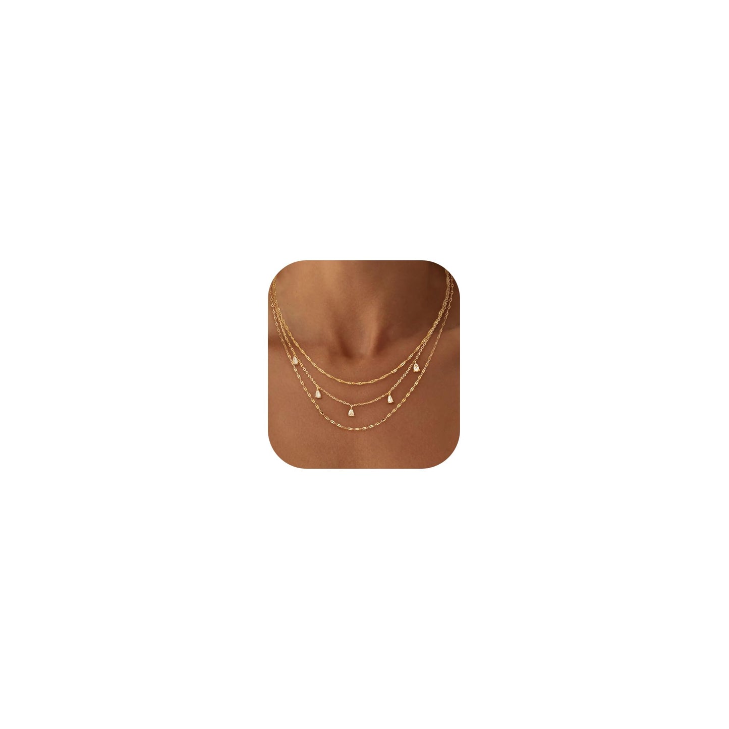SELFROSE Layered Gold Necklaces For Women,Dainty Prom Chain Necklace Stack Gold Plated Choker Necklaces For Women Trendy Simple Layered Necklace Set Fashion Summer Jewelry