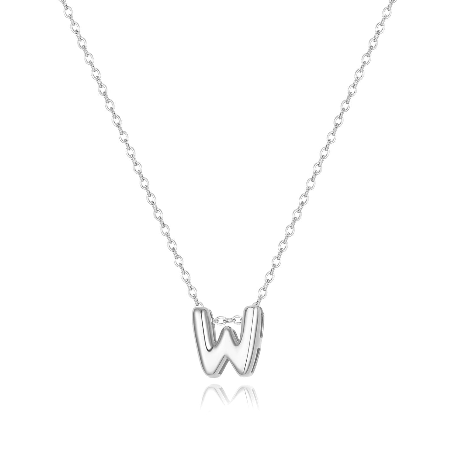 CUEZIY Bubble Silver Letter Necklace Initial Necklaces for Women Dainty Personalized Charm Pendant Name Necklace Cute Non Tarnish Fashion Accessories Teen Gift Trendy Stuff Silver Jewelry Gifts