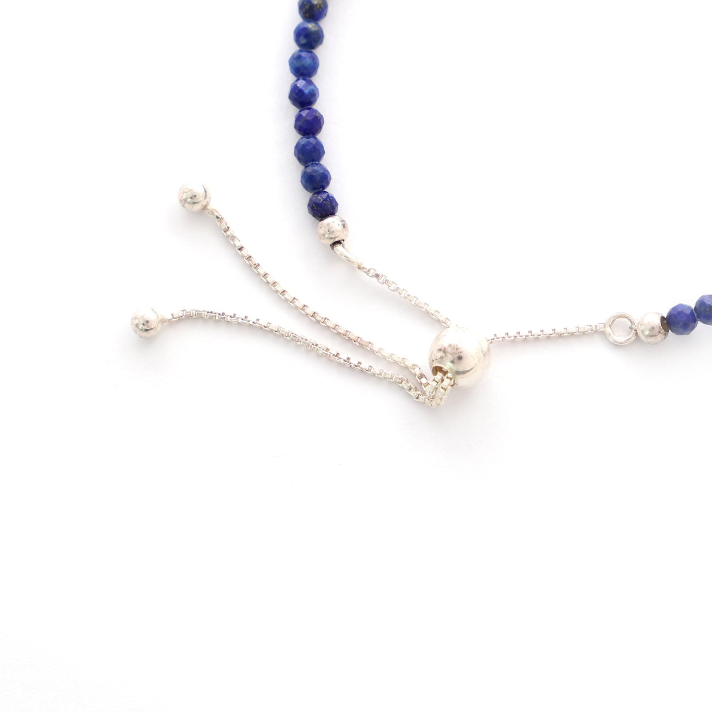 LUSTRE AND LIGHT 3mm Round Natural Lapis Lazuli Adjustable Bolo Bracelet for Women in Sterling Silver, September Birthstone Gifts for Her Birthday, Anniversary, Christmas, Graduation