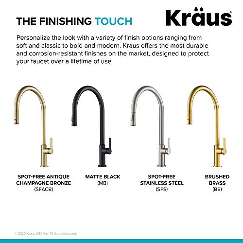 KRAUS Oletto High-Arc Single Handle Pull-Down Kitchen Faucet in Spot Free Antique Champagne Bronze, KPF-2821SFACB
