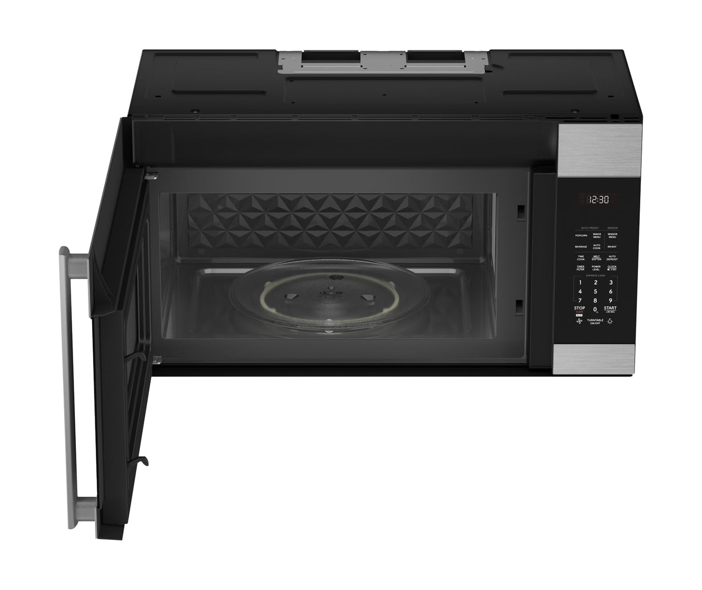 SHARP SMO1754JS Over the Range Microwave Oven with 13.6" Carousel Turntable, 30-inch, 1.7 Cubic Feet, 1,000 Watt, 300CFM Fan, Sensor Cooking, Edge to Edge Black Glass with Stainless