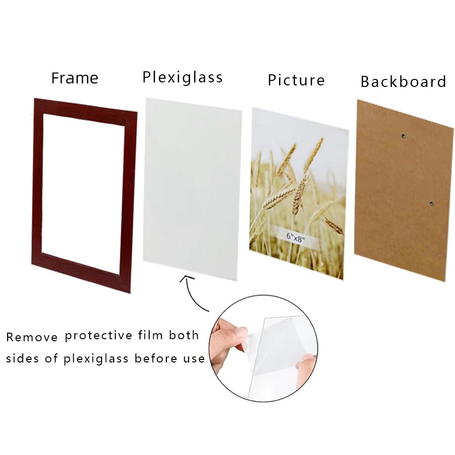 Graceful Glass Photo Frame, Modern Frameless Picture Frame for Desk and Wall Display, Vertical and Horizontal Orientation, Perfect for Family, Office, and Artworks(Brown 3.5x5in)