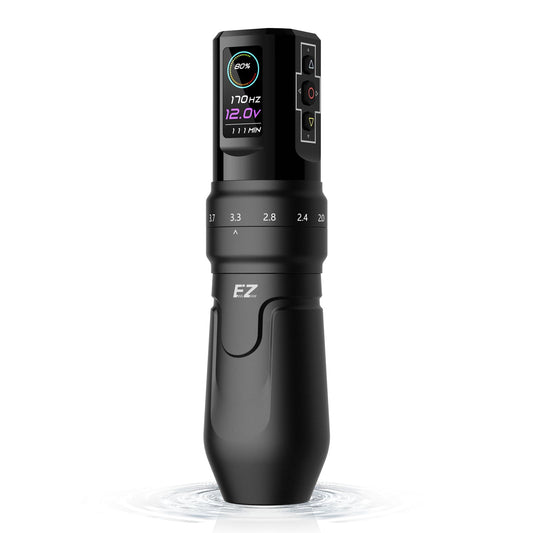 EZ P3 Pro Wireless Tattoo Machine - 6 Strokes 2.0, 2.4, 2.8, 3.3, 3.7, 4.2mm Tattoo Machine Pen with OLED Digital Display 1600mAh Battery Power Tattoo Gun (Matte Black)